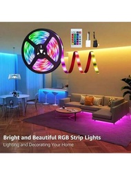 Tiras de Luz LED Decorativa Flexibles 5M/16.4ft Tira de Luces RGB con Control Remoto Multicolor Light Strip Brillo Ajustable Iluminación para Decoración del Hogar y al Aire Libre