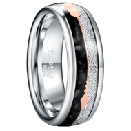 BONLAVIE 8mm Tungsten Carbide Ring Inlay with Arrow Wedding Rings Dome Edge Comfor Fit US Size 7-12