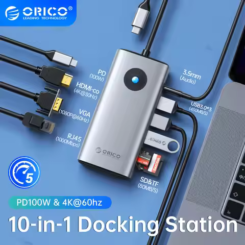 ORICO USB HUB Docking Station Type C HUB to 4K60Hz HDMI Compatible USB 3.0 Adapter SD TF Splitter RJ