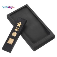 4 Inch Chinese Calligraphy Ink Stone with Ink Stick, Rectangle Ink Stone Tray for Traditional Callig