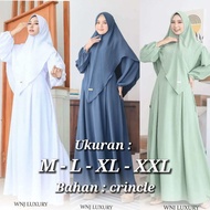 GAMIS SYARI BAHAN CRINCLE AIRFLOW UKURAN M - L - XL - XXL SET KHIMAR DRESS BUSUI GAMIS TERBARU BAJU 