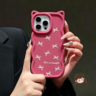 ins Style Bow Tie 3D Waves Phone Case For Samsung Galaxy A73 A57 A56 A55 M55 F55 A54 A53 A52 A52S A5