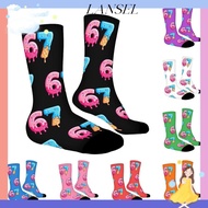 LA Memecrew Long Socks - Cartoon Ice Cream Design, Comfortable Cotton for Men and Women