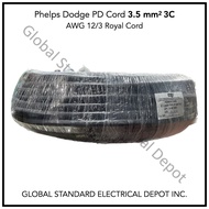 Phelps Dodge PD Cord (Royal Cord) 3.5mm2 (#12) 3C [75 Meters]