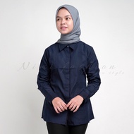 Kemeja Basic Rempel Wanita | Baju Kantor Lengan Panjang Cewek | Atasan Kerja Rempel | Atasan Casual