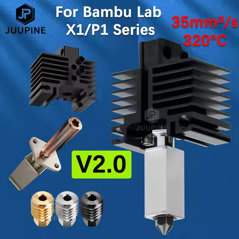 P1S Hotend Upgrades For Bambu Lab Hotend V2.0 Bi Metal Heatbreak X1 Carbon P1P Thermistor Nozzle For