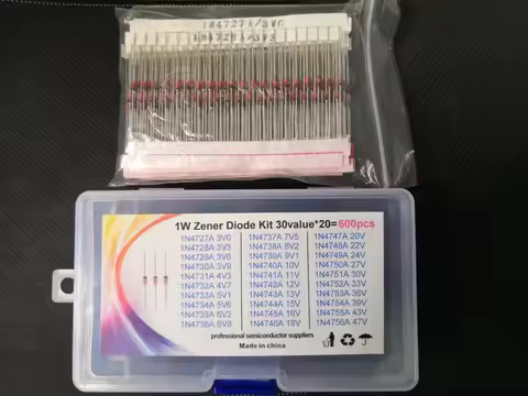 30Value*20pcs=600pcs 3v 3.3V 3.6V 3.9V 4.3V 4.7V 5.1V 5.6V 6.2V 6.8V 7.5V 8.2V 9.1V ....47V 1W Zener