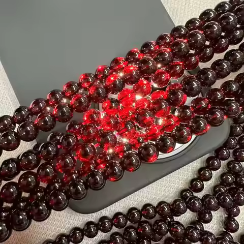 AAAA Nature GemStone Red Garnet Round Bead 6-8mm Jewelry Loose Beads For Making DIY Necklace Bracele