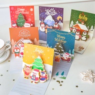 Cartoon Pop-Up Christmas Holiday Greeting Card Gift Cards Creative 3D X-Mas Message Card with Envelope