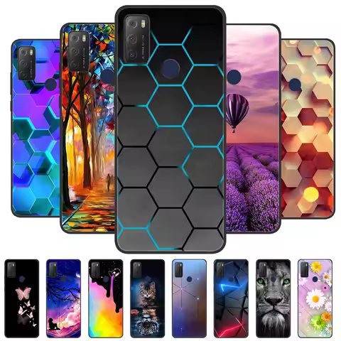 For TCL 20E Case 6125F Wolf Lion TPU Soft Black Silicone Covers for TCL 20Y Case TCL20E 20 E Protect