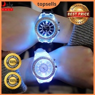 Popular night light watch water drill LED flash couple silicone watch Geneva Watches fossil SmartWatch men's chronograph