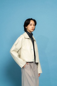 White Leather Jacket 白色皮褸