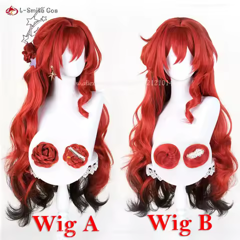 2 Types HSR Himeko Cosplay Wig 88cm Red Black Mixed Wigs For Woman Anime Cos Heat Resistant Syntheti