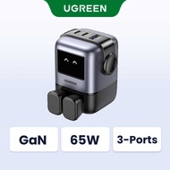 UGREEN Uno GaN 3 Ports 2C1A - 65W Fast Charger for S24 Ultra 16 17 Max 15 Pro Max, iPhone 13, HUAWEI