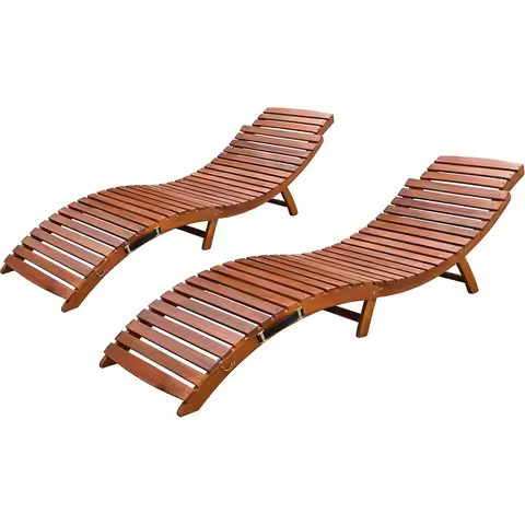 Patio Chaise Pool Lounge Outdoor olding Wooden Lounge Chair or Outside Waterproo Lounge Chair (2 Pie