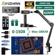 YIZHAN 60MP 4K HDMI USB Digital Microscope With Sony IMX415 Chip Remote Control 150x Reinforced Brac