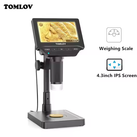 TOMLOV Digital Microscope DM4W Microscopio Electrónica Weighing Scale Error Coin Magnifier Lupa For 