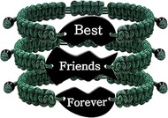 3Pcs Adjustable Handmade Puzzle Bracelets for Friendship, Exquisite Stainless Steel Heart Best Frien