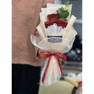 Bouquet of 3 glitter roses