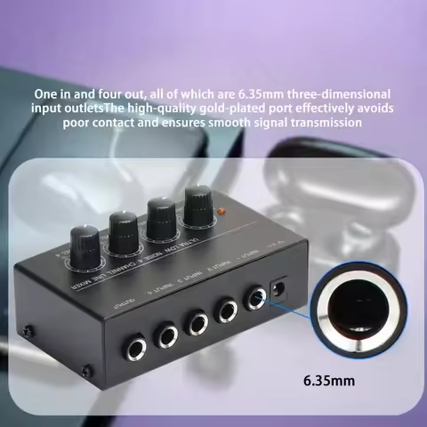 TenYua mixer ultra compact sound low noise with power adapter mini 4-channel DJ karaoke mixer headph