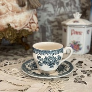 40094 珍藏古董英國ENOCH WEDGWOOD美麗綠玫瑰花飾茶杯盤組