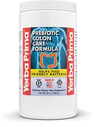 Yerba Prima Prebiotic Colon Care Formula, 20 oz Powder with FOS - Natural Psyllium Fiber, Magnesium,