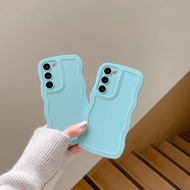 Simple Solid color Blue Silicone phone Case Samsung Galaxy S23 Ultra S23 Plus S23 S22 Ultra S22 Plus S22 Case New phone case Wavy bezel Anti-fall soft case