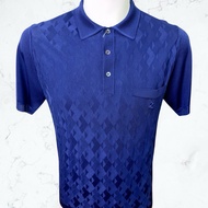 Montagut Men's Short-Sleeve Polo T-Shirt in Fil Lumiere With Pattern 100% Polyamide Made in Portugal