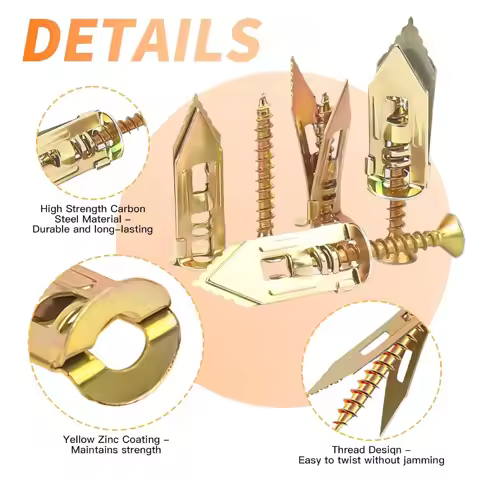 100pcs Self Drilling Drywall Anchors with Screws, 50pcs Sheetrock Anchors& 50pcs Zinc Expansion Scre