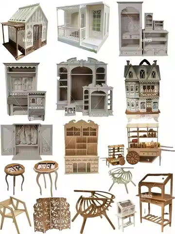 Miniture Dollhouse Furniture Balcony Dollhouse Mini Flower Stand Ob11 Castle House Mini Cart New Diy