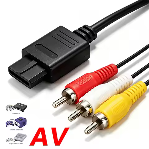 1PCS 1.8m N64 AV Cable Composite Video Cord 6 Feet Line Compatible with Nintendo 64/N64/GameCube/SNE