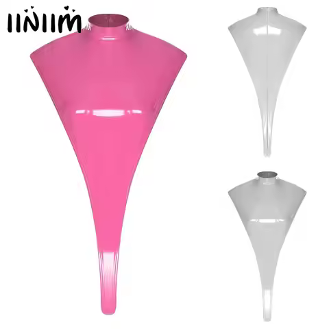 Womens Lingerie Glossy PU Leather Latex Bodysuit Mock Neck High-cutting One-piece Leotard Jumpsuit L