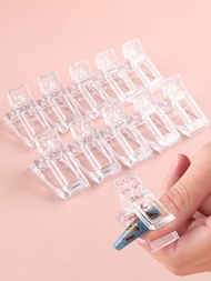 10入組美甲透明水晶夾凝膠指甲延長UV夾美甲藝術製作工具