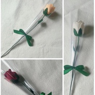 Bunga mawar tangkai flanel murah | single rose | bouquet mawar flanel