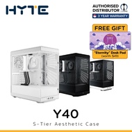HYTE Y40 S Tier ATX TG Mid-Tower Case, 2 x 120mm Fans, Included PCIE 4.0 Riser Cable [3 Color Option