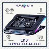 [Cyclone PH] D17 Dual Turbo Fans Gaming Cooling Pad for 15-19 inch Laptop Cooler Fan With RGB Lights