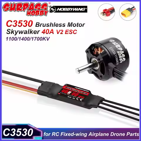 SURPASS HOBBY 3530 Brushless Motor Skywalker 40A ESC Combo 1100/1400/1700KV T/XT60 Plug for RC Fixed