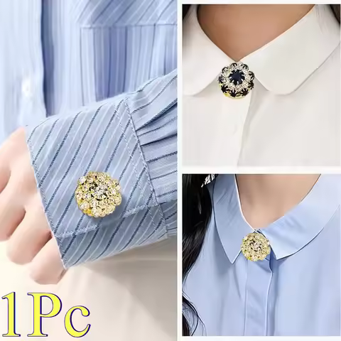 1Pc Rhinestone Floral Button For Women's Clothing, Detachable And Reusable, Rice Flower Cuff Button 