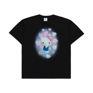 [ADLV X Hello Kitty] 3D Artwork Short Sleeve T-Shirt Black - Kaos Oversized Fit Unisex acme de la vi