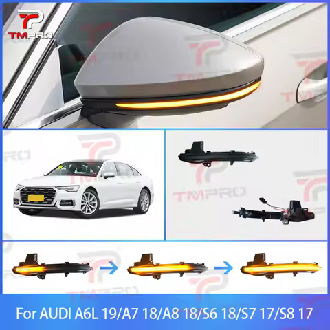 For Audi A6L A7 18~A8 18~S6 18~S7 17~S8 LED Dynamic Turn Signal Light Flashing Water Side Mirror Ind