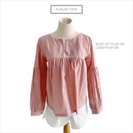 Puruni Women's Pink Long Sleeve Linen Blouse Top Bangkok Thailand