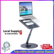 Laptop Stand, Aluminium Ergonomic Laptop Mount for Desk Adjustable Height Angle Swivel Laptop Riser 360° Rotating.