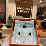 Hermes mini pop h earrings，黑金