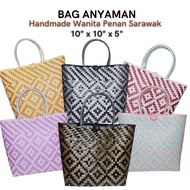 10" x 10" Design Songket Beg Anyaman Sarawak /Tote Bag Women / PVC Bakul Anyaman Wanita Penan Sarawa