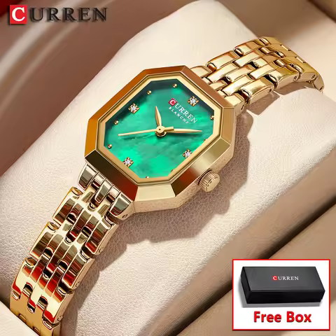 CURREN Square Stainless Steel Ladies Watch Elegant Simple Fashionable Gift Watch with Box