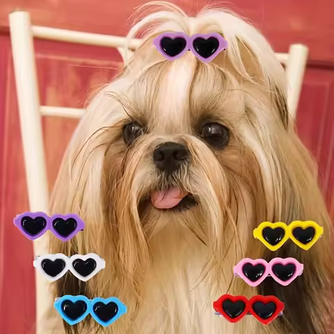 4pcs Fashion Dog Hair Clips Cute Glasses Shaped Hair Clips for Dogs Pets Handmake Pet Dog Hairpin Cu