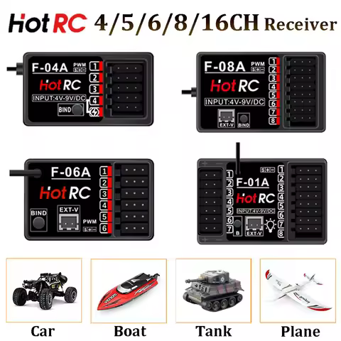 HOTRC 4/5/6/8/16 Multi Channels Receiver 2.4Ghz F-01A F-04A F-05A F-06A F-06AT F-08A for RC Car Boat