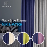 【 LANGSIR RAYA 𝟐𝟎𝟐𝟒 】Langsir Ready Made Curtain !!! Siap Jahit Langsir Navy Blue Theme Mix & Match L