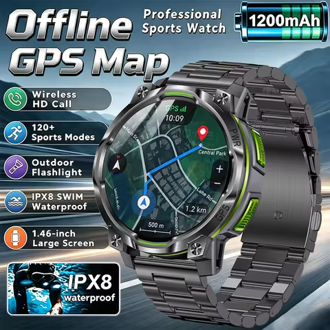 New GPS Offline Map Smartwatch With 1200mAh Battery, Bluetooth Calling, 3ATM Water Resistance, Altit