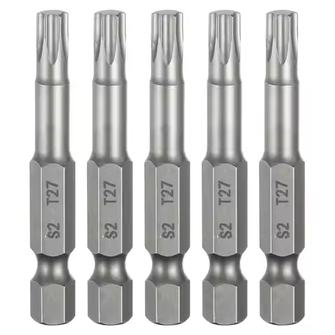 Torx Head Screwdriver Bit T5-T50 1/4" Hex Shank 50mm Magnetic No Hole Tip Tamper Proof 6 Point Star